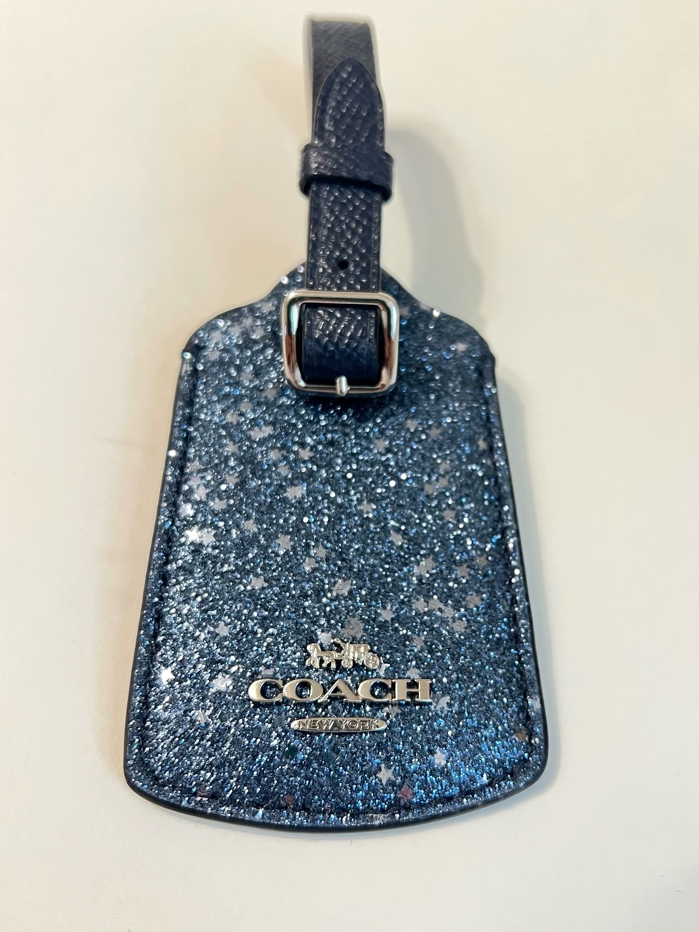 Coach Glitter luggage Tag Navy Blue